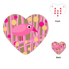 Pink Bird Playing Cards (heart)  by Valentinaart