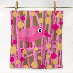 Pink Bird Face Towel by Valentinaart