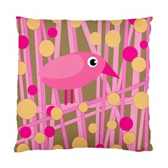 Pink Bird Standard Cushion Case (one Side) by Valentinaart