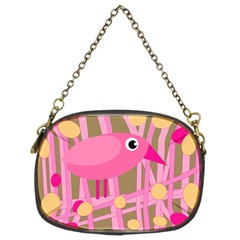 Pink Bird Chain Purses (two Sides)  by Valentinaart