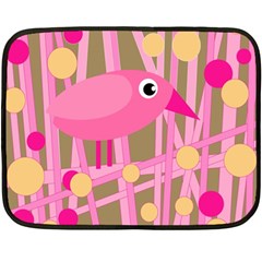 Pink Bird Fleece Blanket (mini) by Valentinaart