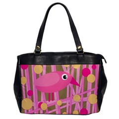 Pink Bird Office Handbags by Valentinaart