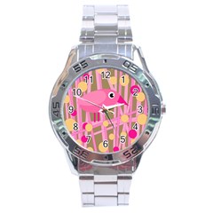 Pink Bird Stainless Steel Analogue Watch by Valentinaart