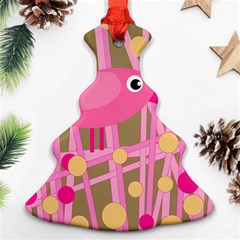 Pink Bird Ornament (christmas Tree) by Valentinaart