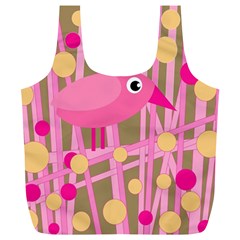 Pink Bird Full Print Recycle Bags (l)  by Valentinaart