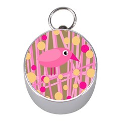 Pink Bird Mini Silver Compasses by Valentinaart