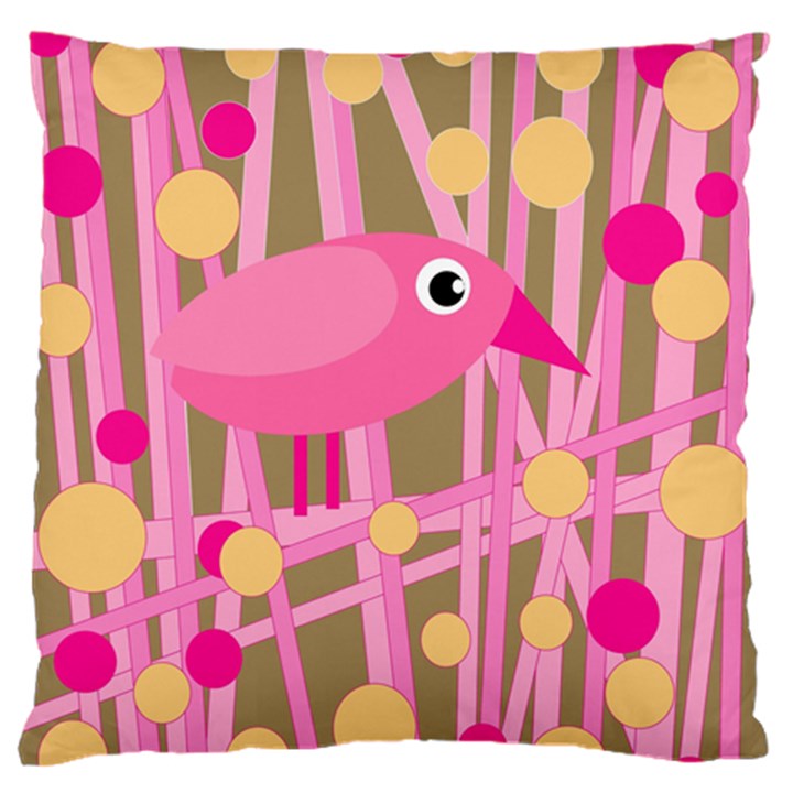 Pink bird Large Flano Cushion Case (Two Sides)