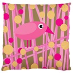 Pink bird Large Flano Cushion Case (Two Sides) Back