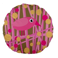 Pink Bird Large 18  Premium Flano Round Cushions by Valentinaart