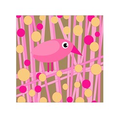 Pink Bird Small Satin Scarf (square) by Valentinaart