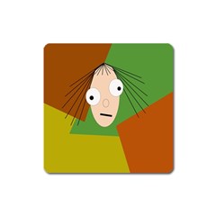 Crazy Girl Square Magnet by Valentinaart