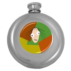 Crazy Girl Round Hip Flask (5 Oz) by Valentinaart