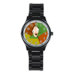 Crazy Girl Stainless Steel Round Watch by Valentinaart