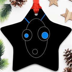 Blue Alien Star Ornament (two Sides)  by Valentinaart