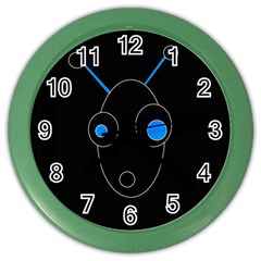 Blue Alien Color Wall Clocks by Valentinaart