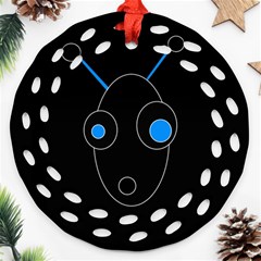 Blue Alien Ornament (round Filigree)  by Valentinaart