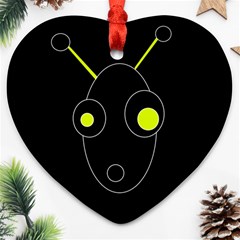 Yellow Alien Ornament (heart)  by Valentinaart