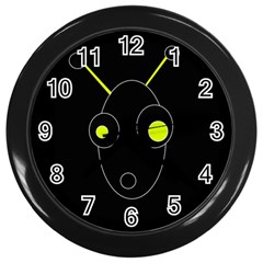 Yellow Alien Wall Clocks (black) by Valentinaart