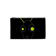 Yellow Alien Cosmetic Bag (small)  by Valentinaart