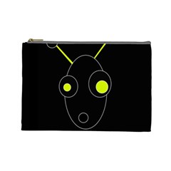 Yellow Alien Cosmetic Bag (large)  by Valentinaart