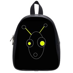 Yellow Alien School Bags (small)  by Valentinaart