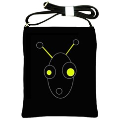 Yellow Alien Shoulder Sling Bags by Valentinaart