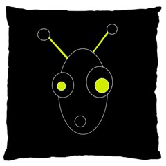 Yellow Alien Large Flano Cushion Case (one Side) by Valentinaart