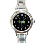 Green alien Round Italian Charm Watch Front