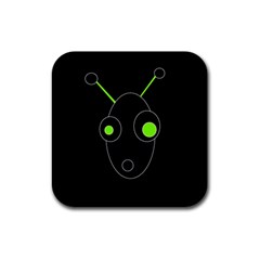 Green Alien Rubber Square Coaster (4 Pack)  by Valentinaart