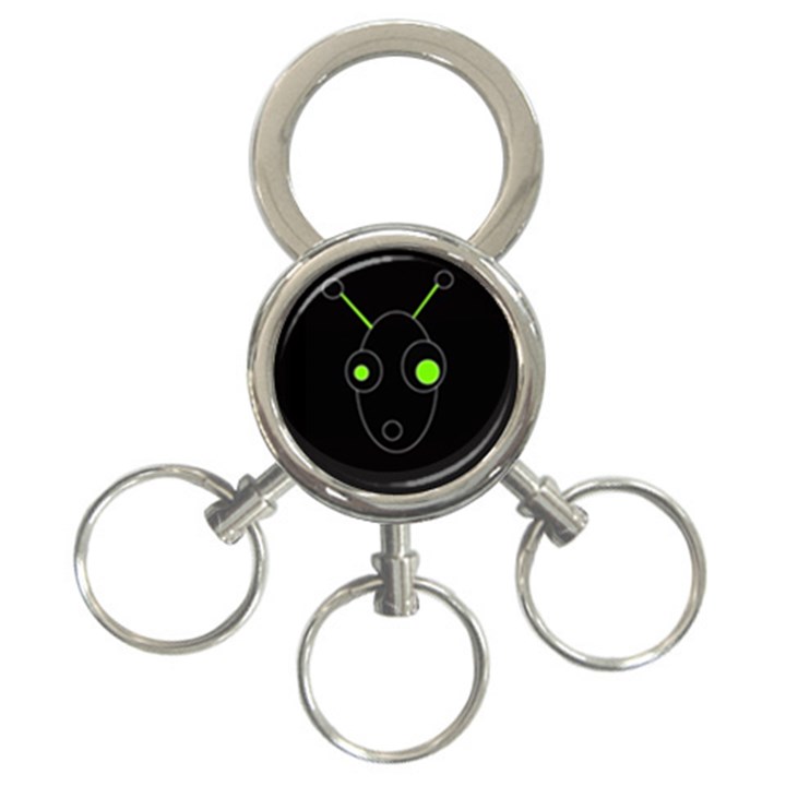 Green alien 3-Ring Key Chains