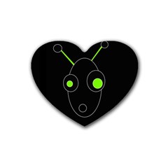 Green Alien Rubber Coaster (heart) 