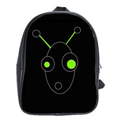 Green Alien School Bags(large)  by Valentinaart