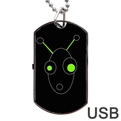 Green Alien Dog Tag Usb Flash (one Side) by Valentinaart