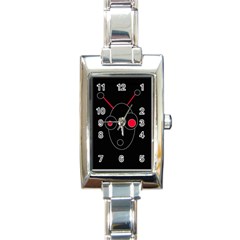 Red Alien Rectangle Italian Charm Watch by Valentinaart