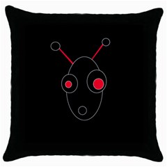 Red Alien Throw Pillow Case (black) by Valentinaart