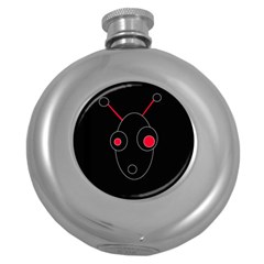 Red Alien Round Hip Flask (5 Oz) by Valentinaart