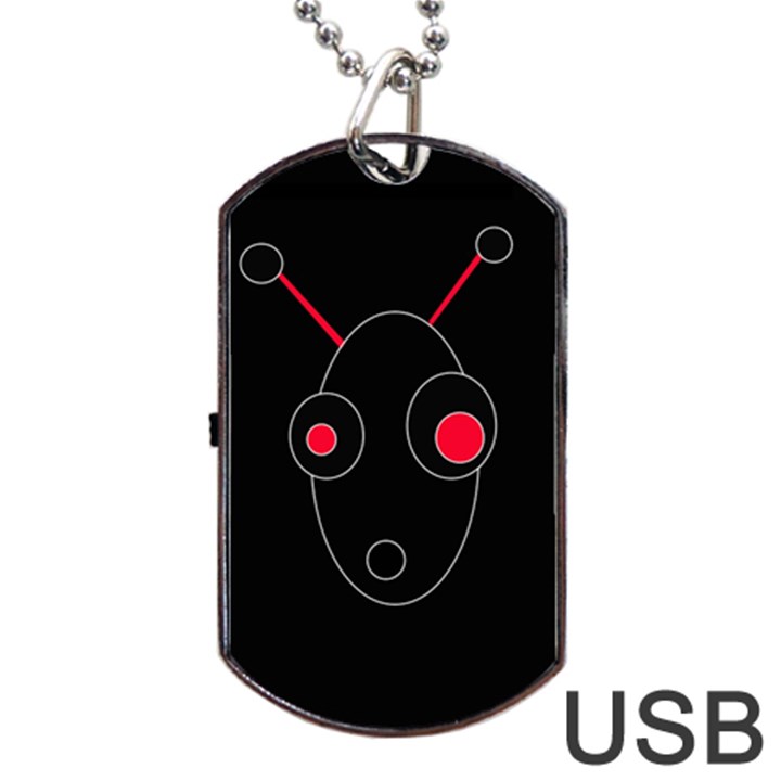 Red alien Dog Tag USB Flash (One Side)