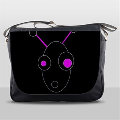 Purple Alien Messenger Bags by Valentinaart