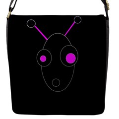 Purple Alien Flap Messenger Bag (s) by Valentinaart