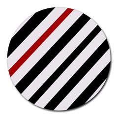 Red, black and white lines Round Mousepads