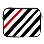 Red, black and white lines Apple iPad 2/3/4 Zipper Cases Front