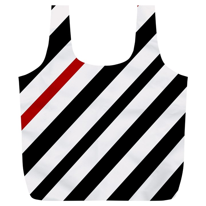 Red, black and white lines Full Print Recycle Bags (L) 