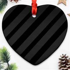 Gray and black lines Ornament (Heart) 