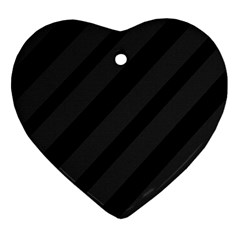 Gray And Black Lines Heart Ornament (2 Sides)