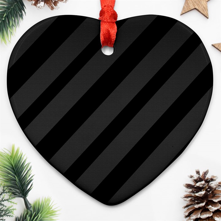 Gray and black lines Heart Ornament (2 Sides)