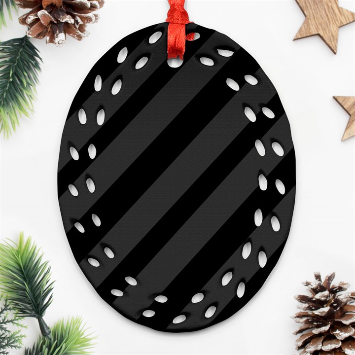 Gray and black lines Ornament (Oval Filigree) 