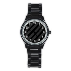 Gray and black lines Stainless Steel Round Watch