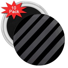 Black And Gray Lines 3  Magnets (10 Pack)  by Valentinaart