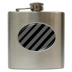 Black And Gray Lines Hip Flask (6 Oz) by Valentinaart