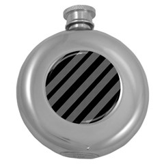 Black And Gray Lines Round Hip Flask (5 Oz) by Valentinaart